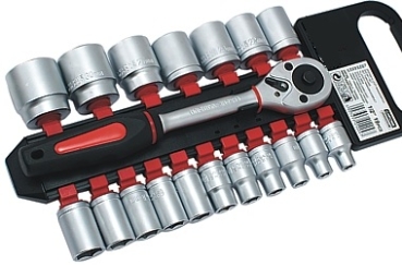 Knarre 1/2" Nüsse 8-32 mm - 19 teilig Ratsche Umschaltknarre Schnellentriegelung
