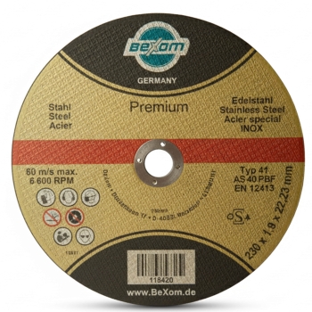 Preview: Trennscheibe 230x1,9 mm für INOX, Edelstahl, VA, Metall, Stahl, und Eisen [PREMIUM]