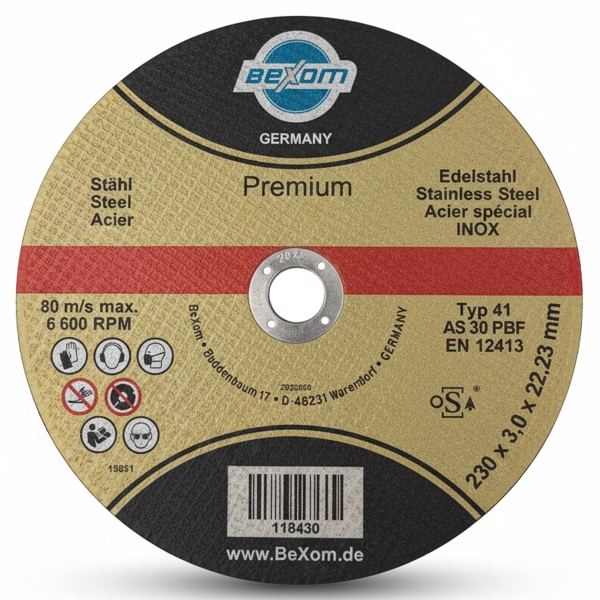 Trennscheibe 230x3 mm für Edelstahl, INOX, VA, Metall, Stahl, und Eisen [PREMIUM]